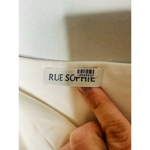 RUE SOPHIE Off White Square Neckline Flowy Skirt Midi Dress Size Extra Small - Picture 6 of 14
